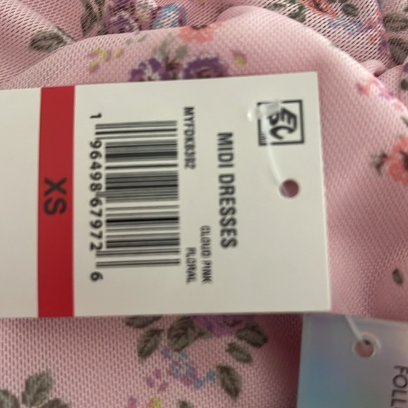 Tinseltown Mesh Ruffle Cold Shoulder Midi Dress Cloud Pink Juniors XS Cowl Neck - Picture 10 of 10